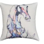 White Decorative Pillow 18"x18" - Animal Print & Embroidery | 100% Cotton, Hand-Woven
