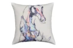 White Decorative Pillow 18"x18" - Animal Print & Embroidery | 100% Cotton, Hand-Woven