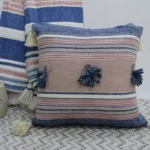 Handwoven Throw Pillow with Tassels and Pom-Poms | 20" x 20" | Insert Included