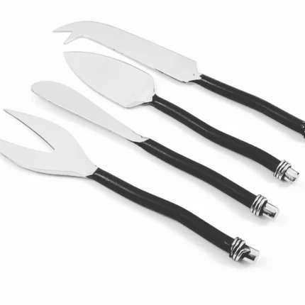 Premium Cheese Knives Set of 4 - Stainless Steel Blades & Curved Handle for Ultimate Cheese Experience