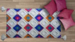 Chicos Home Accent Rug - Modern Style, White & Multi-Color Pattern, Handmade Polyester Rug - Image 2