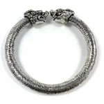 Antique Norse Bracelet With Lion Heads & Leaf Pattern | Vintage Style Twist & Wear