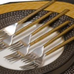 Vibhsa Golden Silverware Dinner Forks Set of 6 - Elegant & Durable Stainless Steel Cutlery