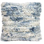 22 x 22 Inches Blue & White Furry Stripes Throw Pillow Cover - Elegant Home Decor Accent