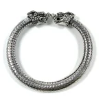 Antique Norse Bracelet with Lion Heads & Dotted Pattern - Exquisite Vintage Style Jewelry