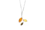 Little Multicolour Amber Pendant - Sterling Silver Leaf Necklace | Elegant & Eye-catching Design