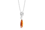 Minimal Heart Amber Pendant - Elegant Baltic Amber & Sterling Silver Necklace | 45cm Chain - Image 2