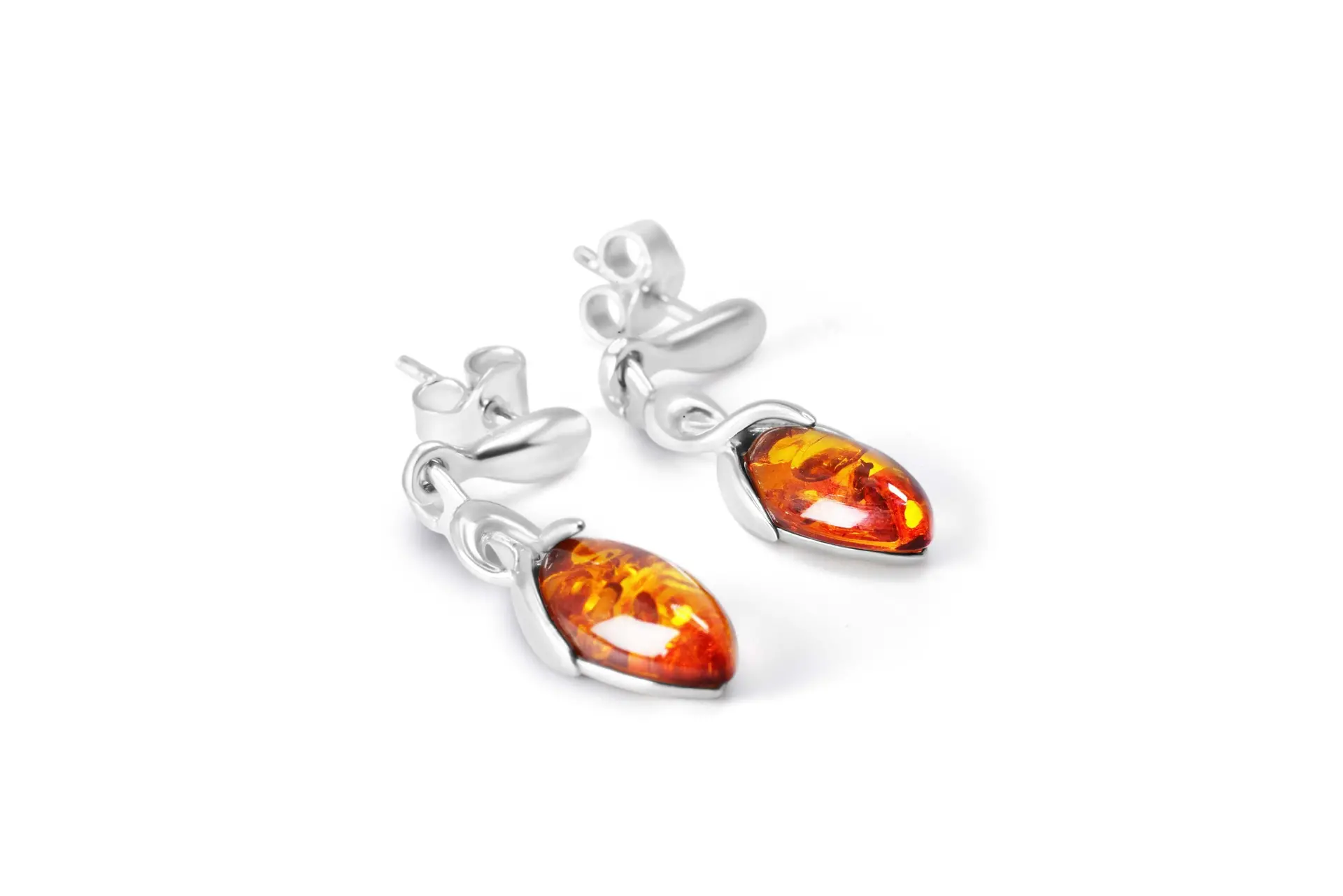 33344380_large.webp Minimal Drop Amber Earrings - Elegant Baltic Amber & Sterling Silver Jewelry - Image 1