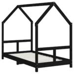 vidaXL Kids Bed Frame - Solid Wood Pine, Black 80x160 cm - Stylish & Sturdy Children's Bed - Image 6