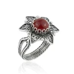 Filigree Art Carnelian Gemstone Daisy Flower Women's Sterling Silver Cocktail Ring | Shop Now