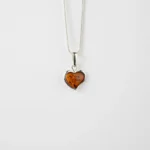 Subtle Heart Pendant Necklace - Elegant Symbol of Love | Amber & Sterling Silver