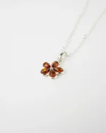 Subtle Flower Pendant Necklace - Elegant Baltic Amber & Sterling Silver Jewelry | Timeless & Hypoallergenic - Image 2