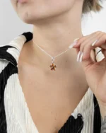 Subtle Flower Pendant Necklace - Elegant Baltic Amber & Sterling Silver Jewelry | Timeless & Hypoallergenic - Image 3