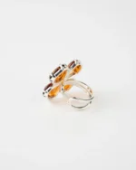 Statement Flower Adjustable Ring - Elegant and Timeless Jewelry | Baltic Amber & Sterling Silver - Image 3
