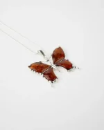 Statement Butterfly Pendant Necklace | Elegant Amber & Sterling Silver Jewelry - Image 3