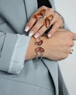 Luxurious Statement Butterfly Bracelet Elegant Baltic Amber & Sterling Silver Design - Image 2