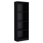 Vinton Bookcase with Spacious Tier-Shelving Design, Black - Stylish & Functional Storage for Home or Office