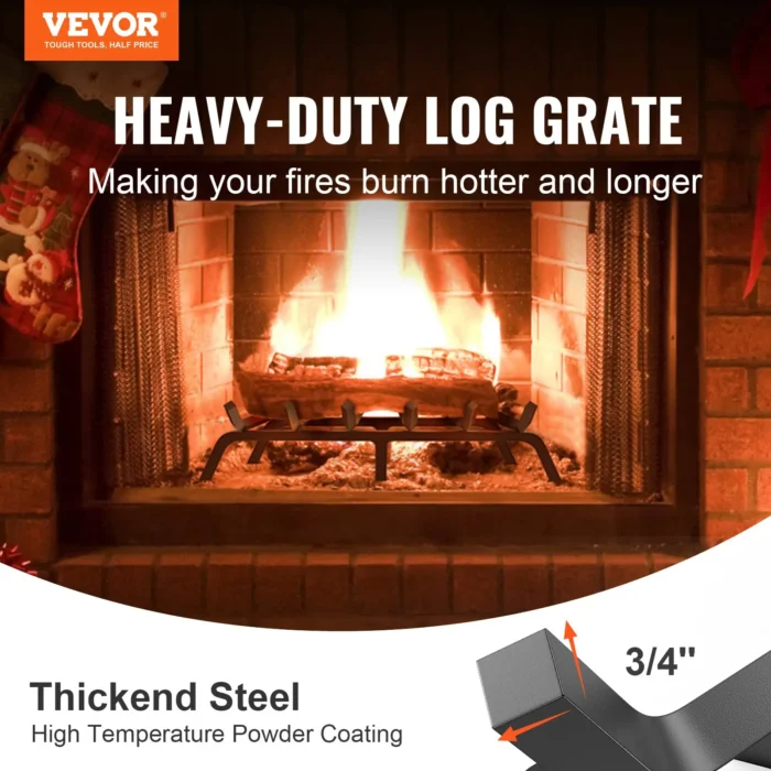 VEVOR 27-Inch Heavy Duty Fireplace Log Grate - Powder-Coated Steel for Stronger, Longer-Lasting Fires - Image 1