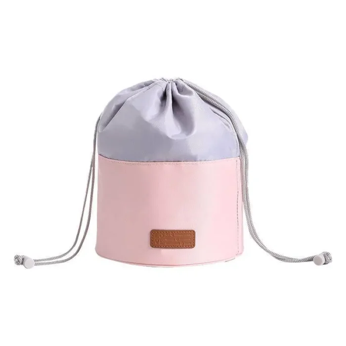 Elegant 2-Tone Cosmetic Cinch Bag Waterproof Polyester, Multiple Storage Pockets - Image 3