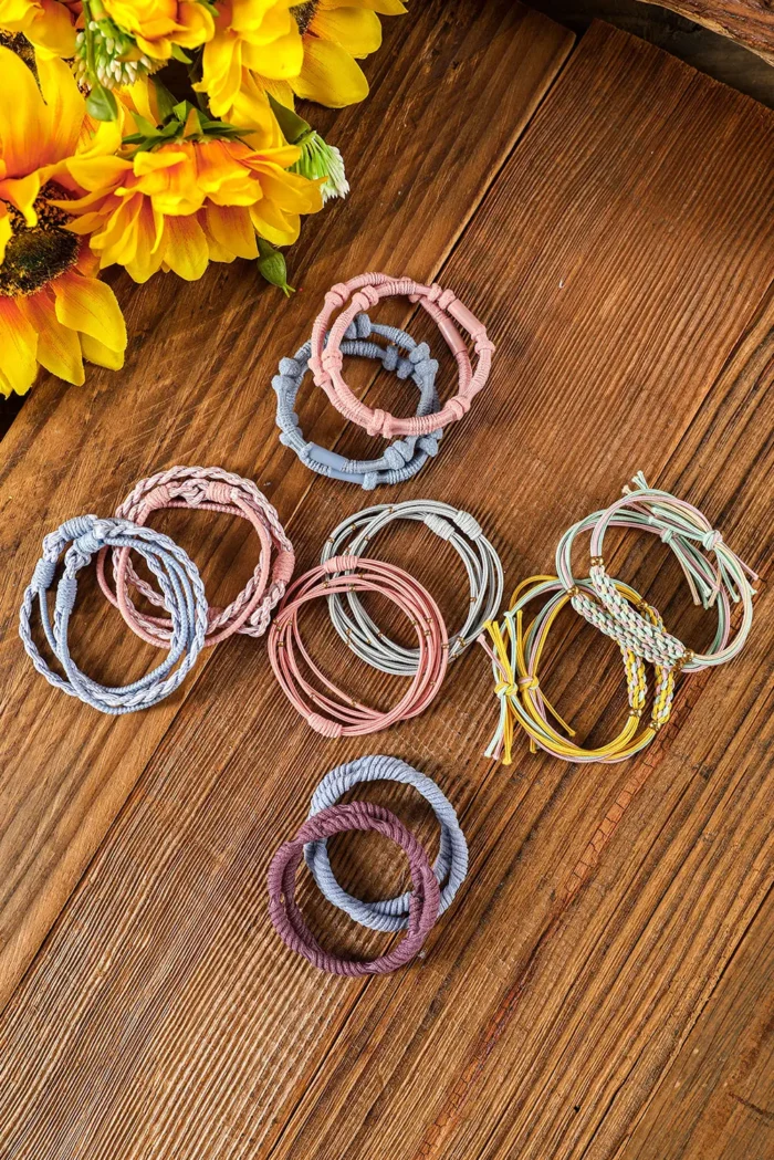 10pcs Pink Knotted Hair Ties - Stylish & Comfortable Hair Accessories - Image 1