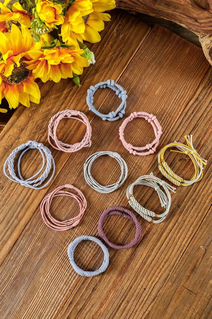 10pcs Pink Knotted Hair Ties - Stylish & Comfortable Hair Accessories - Image 3