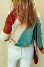 Nicole Ribbed Trim Round Neck Sweater - Trendy Color Block Design | Cozy & Stylish Knitwear - Image 3