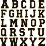 Black Self Adhesive Chenille Letters Patches - High Quality, Easy to Apply with Elegant Gold Trim