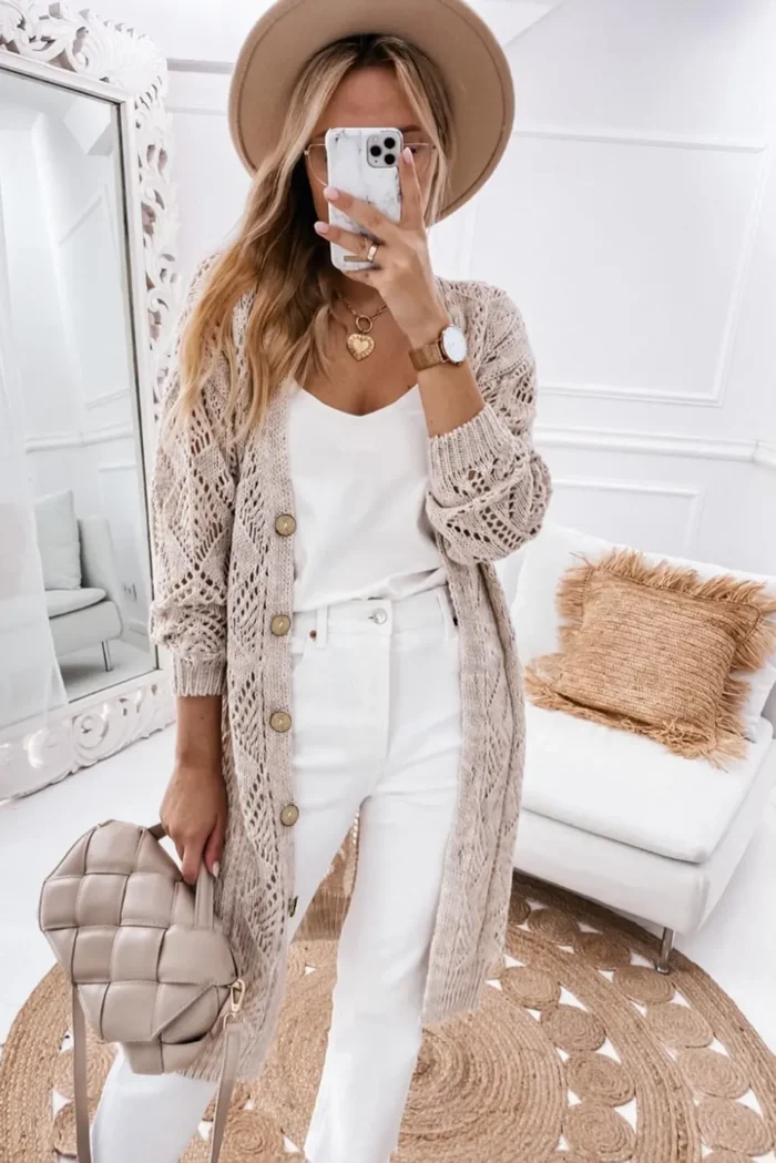 Mckenzie Hollow-out Openwork Knit Cardigan - Elegant and Versatile Women's Fashion - Image 3