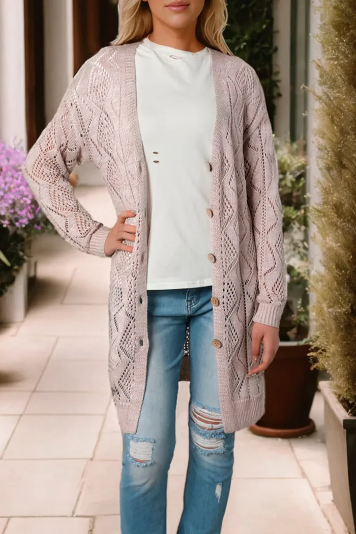 Mckenzie Hollow-out Openwork Knit Cardigan - Elegant and Versatile Women's Fashion - Image 4