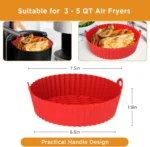 Reusable Silicone Air Fryer Tray - Heat Resistant, Dishwasher Safe, Perfect for 3-5 QT Air Fryers - Image 2