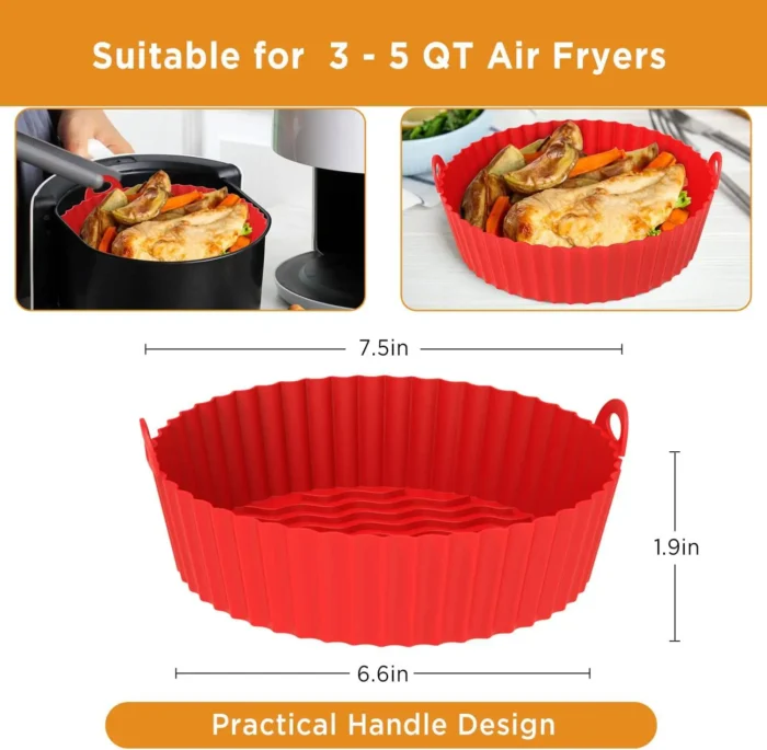 Reusable Silicone Air Fryer Tray - Heat Resistant, Dishwasher Safe, Perfect for 3-5 QT Air Fryers - Image 2
