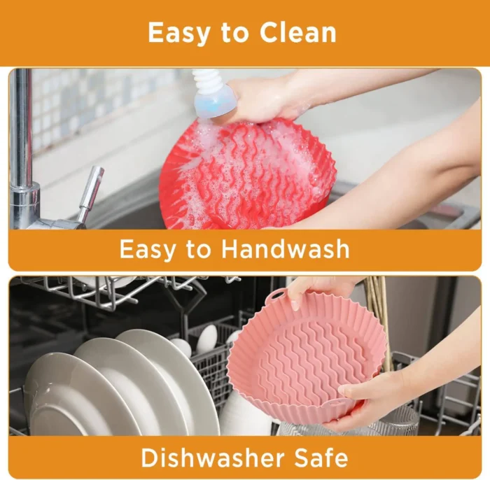 Reusable Silicone Air Fryer Tray - Heat Resistant, Dishwasher Safe, Perfect for 3-5 QT Air Fryers - Image 3