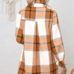 Elise Plaid Pattern Collared Neck Ruffled Sleeve Shirt Dress - Perfect for Autumn Fashion