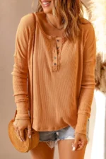 Shop the Camila Waffle Knit Henley Top - Trendy and Elegant | The Threaded Pear - Image 2