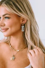 Elegant Brown Glittering Football Pendant Earrings Perfect for Sports Lovers - Image 2