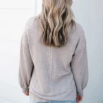Eden Raw Edge Detail Waffle Knit V Neck Top - Cozy, Stylish & Trendy