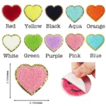 High-Quality Self-Adhesive Chenille Heart Patches for Bags, Clothes, Backpacks, Hats & More