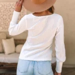 Mabel Ribbed Bishop Sleeve Round Neck Top - Stylish & Comfortable Women's Fashion