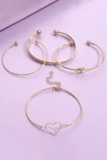 Gold Love Geometric Cross Bracelet Set - Stylish, Adjustable, 4-Piece Jewelry Set