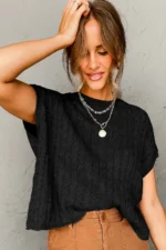 Laura Crew Neck Cable Knit Short Sleeve Sweater - Stylish and Comfortable Wardrobe Essential - Image 8