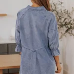 Londyn Buttoned Long Sleeve Denim Mini Dress - Stylish & Casual for Everyday Wear