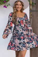 Tessa Floral Tiered Long Puff Sleeve Mini Dress - Elegant & Versatile | Shop Now - Image 4
