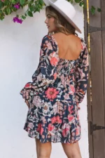 Tessa Floral Tiered Long Puff Sleeve Mini Dress - Elegant & Versatile | Shop Now