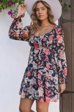 Tessa Floral Tiered Long Puff Sleeve Mini Dress - Elegant & Versatile | Shop Now - Image 3