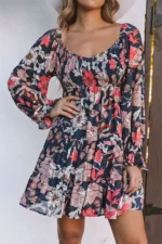 Tessa Floral Tiered Long Puff Sleeve Mini Dress - Elegant & Versatile | Shop Now - Image 2