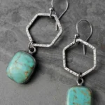Vintage Turquoise Geometric Drop Earrings - Stylish and Versatile | Perfect Accessory for Any Occasion