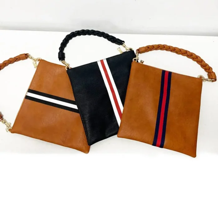 Toni Fold Over Clutch - Stylish Vegan Leather Handbag with Woven Shoulder Strap | Threaded Pear - Image 4