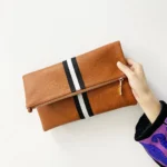 Toni Fold Over Clutch - Stylish Vegan Leather Handbag with Woven Shoulder Strap | Threaded Pear - Image 8