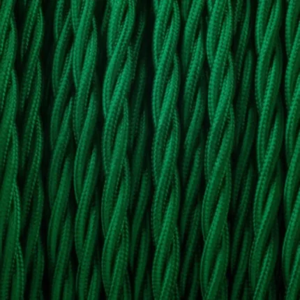 Premium 5m Green 2 Core 8amp Twisted Electric Fabric Cable - Vintage Italian Braided Wire for Antique Lamps & Chandeliers