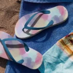 Stylish Abstract Pastels Flip Flops - Custom Printed Fabric Top | Comfortable & Unique Footwear